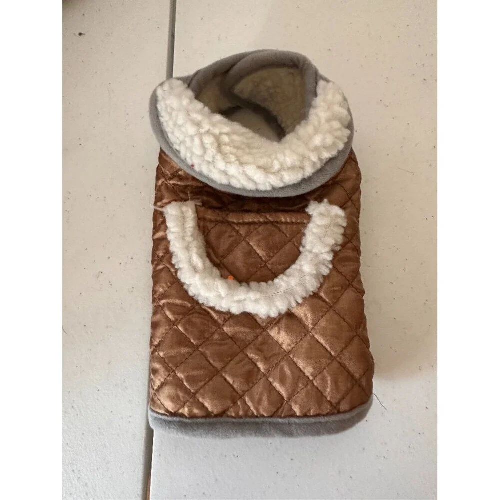 Bronze Quilted Dog Jacket Size XS – Lightweight Warm Pet Apparel
